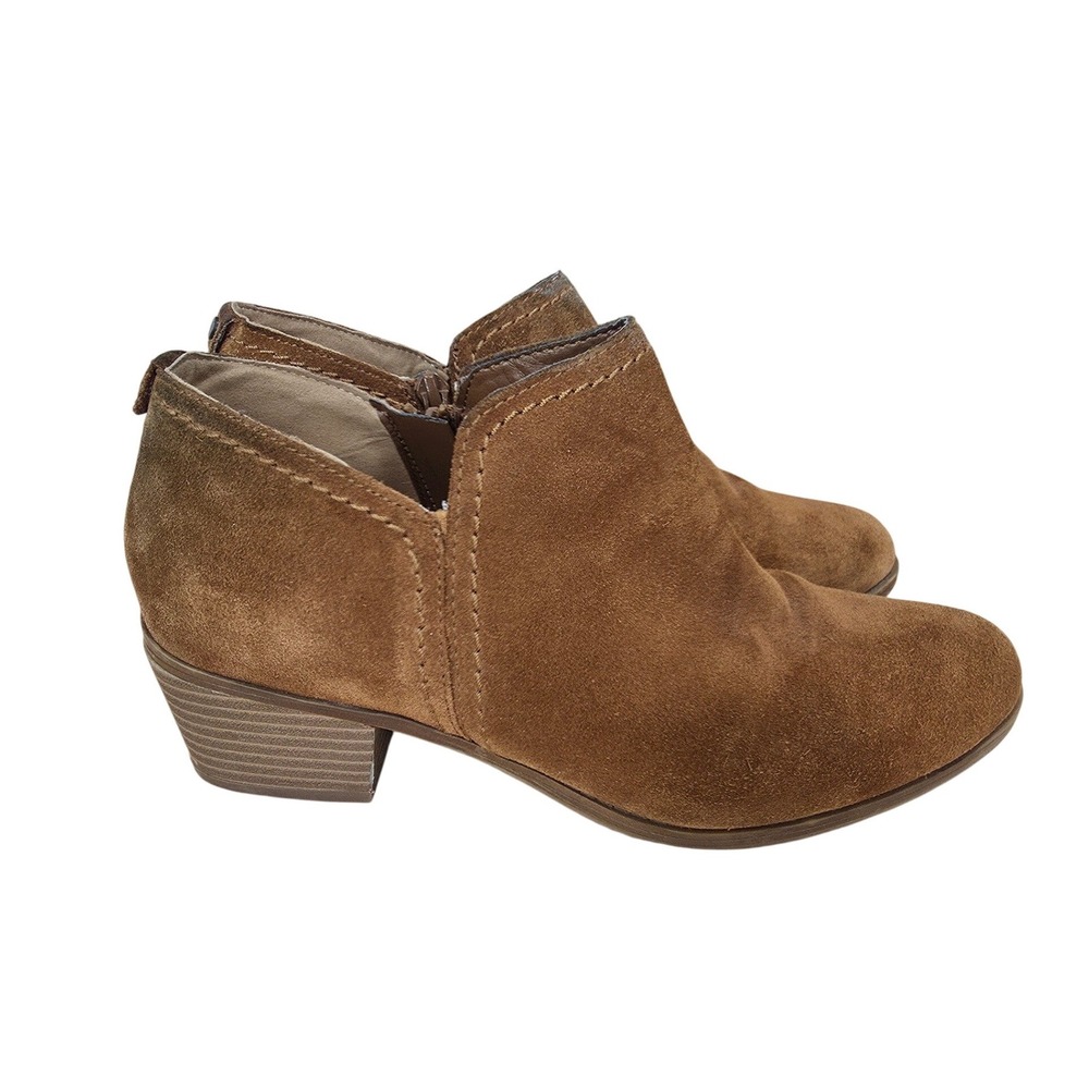 Naturalizer Zarie Ankle Boots Womens 9.5 M Brown Suede Side Zip Booties Western